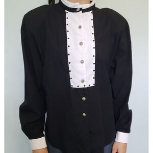 VTG Roughrider Circle T Women's L Shirt Star Buttons Rodeo Formal Western USA